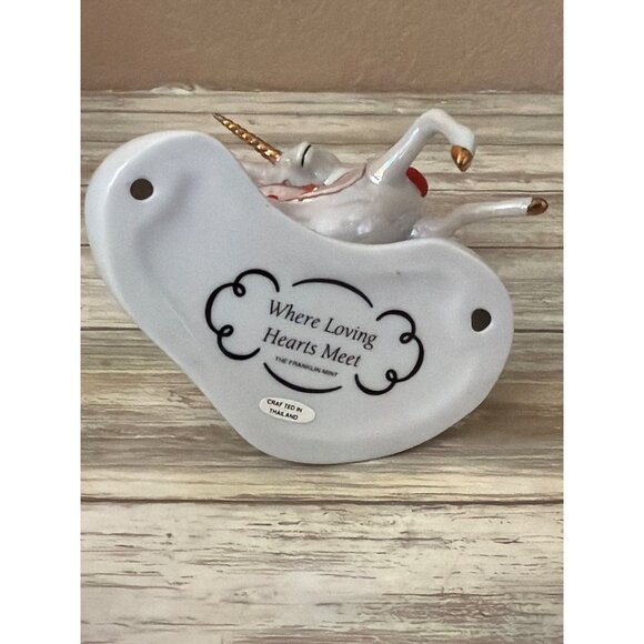 Franklin Mint Treasury of Unicorns -Love Series "Where Loving Hearts Meet" 1990s - Picture 3 of 14